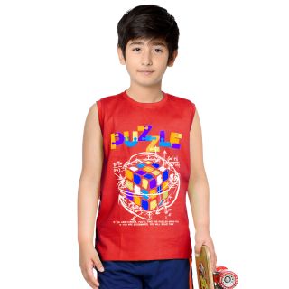 Bumchums J1137 Sleeveless T-Shirt Assorted Print For Junior Pack Of 1