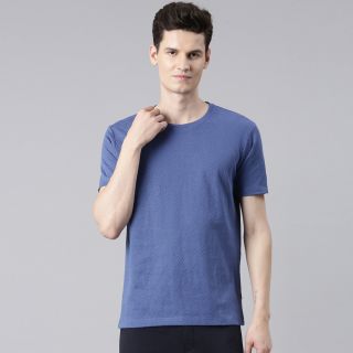 Bumchums Men’s Jacquard Round Neck T-shirt in Super Combed Mono Cotton Fabric with Neck Tape and Half Sleeve