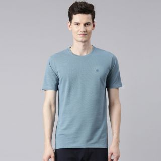Bumchums Men’s Jacquard Crew Neck T-shirt in Super Combed Mono Cotton Fabric with Neck Tape and Half Sleeve