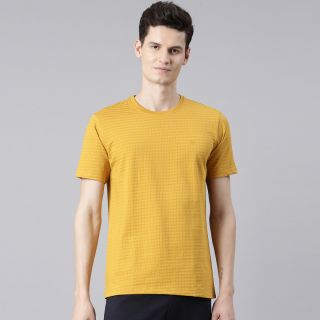 Bumchums Men’s Jacquard Crew Neck T-shirt in Super Combed Mono Cotton Fabric with Neck Tape and Half Sleeve