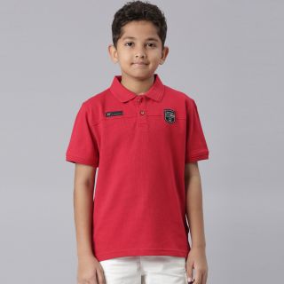 Bumchums Junior’s Polo T-shirt in Popcorn Fabric with Placket Button and Half Sleeves