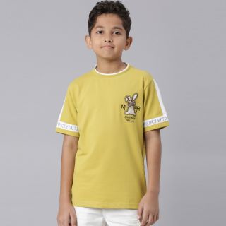 Bumchums Junior’s Round Neck Half Sleeves T-shirt in Super fine fabric with contrast matching rib and back and front design